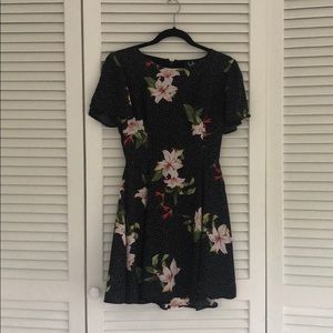 Black and floral a-line dress